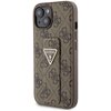 Etui GUESS Grip Stand 4G Triangle Strass Logo do Apple iPhone 15 Brązowy