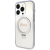 Etui GUESS Ring Stand Script Glitter MagSafe do Apple iPhone 15 Pro Przezroczysty
