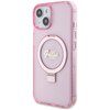 Etui GUESS Ring Stand Script Glitter MagSafe do Apple iPhone 15 Plus Różowy