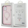 Etui GUESS Ring Stand Script Glitter MagSafe do Apple iPhone 15 Plus Różowy Marka telefonu Apple