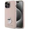 Etui KARL LAGERFELD Silicone Choupette Metal Pin do Apple iPhone 15 Pro Różowy