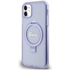 Etui GUESS Ring Stand Script Glitter MagSafe do Apple iPhone 11 Fioletowy
