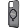 Etui GUESS Ring Stand Script Glitter MagSafe do Apple iPhone 12 Pro Czarny Typ Etui z podstawką