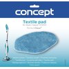 Opakowanie produktu z napisem "concept" na górze oraz "Textile pad for Steam Cleaner CP2000 Perfect Clean" poniżej. Na środku znajduje się niebieska nakładka tekstylna, a na dole widnieje napis w różnych językach, w tym "Powłoka tekstylna".
