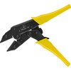 Na zdjęciu widoczne są kleszcze zaciskowe z czarnym korpusem i żółtymi uchwytami, z logo "Mission Air" na korpusie. Produkt ma mechanizm zębatkowy i ostre końcówki zaciskowe.