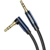 Na zdjęciu widoczny jest kabel audio z dwoma wtykami Jack 3.5 mm, z których jeden jest prosty, a drugi kątowy. Na obudowie jednego z wtyków znajduje się napis "UGREEN", a kabel ma plecioną osłonę.