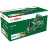Zielone opakowanie z logo BOSCH zawiera zdjęcie struga elektrycznego oraz napisy: "PHO 1500", "550W", "Hobel", "Planer", "Rabot". Na opakowaniu znajdują się także ilustracje przedstawiające użycie narzędzia oraz informacje techniczne.