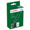 Zielone opakowanie z łańcuchem do piły, na którym widnieje logo i napis "BOSCH" oraz tekst: "Sägekette, Saw Chain, Chaîne". Dodatkowe informacje to: "Zubehör für / accessory for / accessoire pour EasyChain 18V-15-7", "1x", "15 cm bar length", "1.1 mm drive link width".