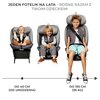 Na zdjęciu widoczne są trzy foteliki samochodowe z dziećmi w różnym wieku, ilustrujące funkcję rosnącą fotelika KINDERKRAFT I-Grow I-Size 40-150 cm (0-36 kg) w kolorze czarnym. Na górze znajduje się tekst: "JEDEN FOTELIK NA LATA – ROŚNIE RAZEM Z TWOIM DZI