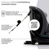 Fotelik samochodowy w kolorze szarym z widocznym logo "Kinderkraft" oraz systemem montażu ISOFIX i Top Tether. Na zdjęciu znajdują się napisy: "Fotelik, który z łatwością zamontujesz!", "Zeskanuj kod QR ze skorupy fotelika i przeczytaj instrukcję!", "Top 
