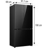 Lodówka HISENSE RQ768N4GBE MD Side by Side No Frost 190cm Czarne szkło do obudowy Szuflada próżniowa My Fresh Choice Funkcje dodatkowe Trzy strefy temperatur