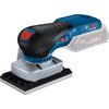 Na zdjęciu znajduje się szlifierka oscylacyjna w kolorze niebiesko-czarnym z czerwonym przyciskiem na górze. Widoczne napisy to: "BOSCH Professional", "ProCORE 18V", "4.0".