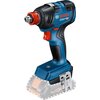 Na zdjęciu znajduje się niebiesko-czarny wkrętarko-wiertarka marki BOSCH z czerwonymi i srebrnymi elementami, z widocznym napisem "BOSCH Professional GDX 18V-200". Produkt ma metalowy uchwyt na akumulator z napisem "ProCORE" w dolnej części.