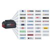 Na zdjęciu znajduje się akumulator z napisem "AMPShare powered by BOSCH" oraz lista logo różnych marek, takich jak BOSCH Professional, FEIN, fischer, HONSEL, Klauke, WAGNER, i wiele innych. Obok akumulatora widnieje napis "AMPShare.com" oraz informacja ".