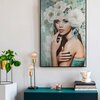Obraz EUROFIRANY 573A 80 x 120 cm Turkusowy Motyw Portret