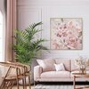 Obraz EUROFIRANY Flora 611 80 x 80 cm Ciemnoróżowy Motyw Kwiaty