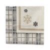 Beżowy obrus o wymiarach 90 x 90 cm z wzorem w kratę oraz motywem śnieżynek w odcieniach brązu i czerni. Produkt marki EUROFIRANY.