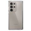 Przezroczyste etui na telefon z widocznym logo "SPECK" w górnym rogu. Telefon w etui ma cztery obiektywy aparatu i logo "SAMSUNG" na obudowie.