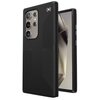 Czarne etui na telefon z wyraźnym, teksturowanym wzorem, zaprojektowane dla modelu Samsung Galaxy S24 Ultra. Na etui widoczne jest logo w postaci dwóch skrzyżowanych linii w okręgu.