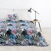 Narzuta EUROFIRANY D91 Malibu 200 x 220 cm Biało-ciemnozielony Wzór Kwiaty