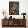 Obraz EUROFIRANY 467B 60 x 80 cm Ciemnoturkusowy Materiał Drewno