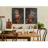 Obraz EUROFIRANY 467B 60 x 80 cm Ciemnoturkusowy Motyw Portret