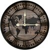 Zegar EUROFIRANY Mapa Świata Czarno-brązowy