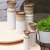 Wazon EUROFIRANY Erina 04 12 x 31 cm Biało-brązowy Materiał Glinka ceramiczna
