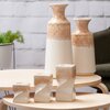 Wazon EUROFIRANY Ruben 16 x 40 cm Kremowo-beżowy Materiał Glinka ceramiczna