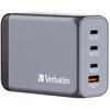 Ładowarka sieciowa VERBATIM GNC-240 GaN 240W  + Adapter EU/UK/US Szary