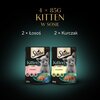 Karma dla kota SHEBA Kitten Wybór Smaków Kurczak Łosoś (4 x 85 g) Cechy Opakowanie 100% zdatne do recyklingu