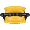 Na zdjęciu znajduje się żółty wentylator z czarnym uchwytem, na którym owinięty jest kabel. Na obudowie widoczne jest logo "DEWALT" oraz kilka oznaczeń technicznych.