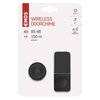 Opakowanie produktu zawiera tekst "EMOS Wireless Doorchime" oraz specyfikacje: 85 dB, zasięg 150 m, odporność na wodę, 230 V, 10 dźwięków. Na opakowaniu znajdują się również ikony ilustrujące te cechy.