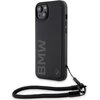 Etui BMW Signature Leather WordMark Cord do Apple iPhone 14 Plus /15 Plus Czarny