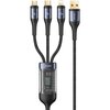 Kabel USB-C - USB-C/Micro USB/Lightning USAMS SJ582USB01 z wyświetlaczem LCD 66W 1.2 m Czarny