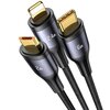 Kabel USB-C - USB-C/Micro USB/Lightning USAMS SJ582USB01 z wyświetlaczem LCD 66W 1.2 m Czarny Obsługiwane zasilanie [W] do 66