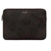 Czarne etui na laptopa z wytłoczonym wzorem kwiatowym, na którym widnieje napis "kate spade NEW YORK". Zamek błyskawiczny znajduje się na górnej krawędzi etui.