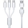 Kabel USB/USB-C - USB-C/Micro USB/Lightning 3MK Hyper Cable 3in1 1.5 m Biały Typ USB - USB-C