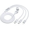 Kabel USB/USB-C - USB-C/Micro USB/Lightning 3MK Hyper Cable 3in1 1.5 m Biały Typ USB-C - Micro USB