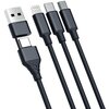 Kabel USB/USB-C - USB-C/Micro USB/Lightning 3MK Hyper Cable 3in1 1.5 m Czarny Typ USB - Micro USB