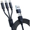 Kabel USB/USB-C - USB-C/Micro USB/Lightning 3MK Hyper Cable 3in1 1.5 m Czarny Gwarancja 24 miesiące