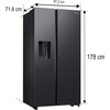 Lodówka SAMSUNG RS64DG53M3B1EO Side by Side AI No Frost 178cm Grafitowa stal Kostkarka Podajnik wody Liczba agregatów 1