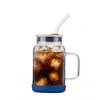 Słoik ze słomką VIALLI DESIGN Fuori 600 ml Granatowy Kolor Przeźroczysto-granatowy