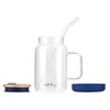 Słoik ze słomką VIALLI DESIGN Fuori 600 ml Granatowy Materiał Bambus