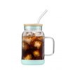 Słoik ze słomką VIALLI DESIGN Fuori 600 ml Miętowy Kolor Przeźroczysto-miętowy