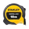 Na zdjęciu znajduje się żółto-czarna miara zwijana z widocznym napisem "STANLEY" oraz "CONTROL-LOCK™ 10m STHT37233". Miara ma solidną obudowę z wyraźnym oznaczeniem długości 10 metrów.