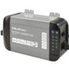 Na zdjęciu znajduje się inteligentna ładowarka Qoltec Monolith 51956 do akumulatorów, z widocznymi oznaczeniami: "BATTERY CHARGER 40A", "Model: 51956", "40A", "12-15 DC", "3-STAGE CHARGING", "BUILT-IN FAN" oraz ikonami przedstawiającymi różne tryby ładowa