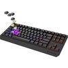 Czarna klawiatura mechaniczna z podświetleniem RGB, z widocznymi klawiszami unoszącymi się nad przełącznikami. Na obudowie znajduje się logo "GENESIS".