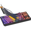 Klawiatura mechaniczna z podświetleniem RGB, z klawiszami unoszącymi się nad podstawą, ukazującymi przełączniki. Na obudowie widoczne jest logo "Genesis".