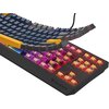 Klawiatura mechaniczna z podświetleniem RGB, z widocznymi przełącznikami i uniesionymi klawiszami, ukazująca wewnętrzną konstrukcję. Na obudowie znajduje się logo "GENESIS".